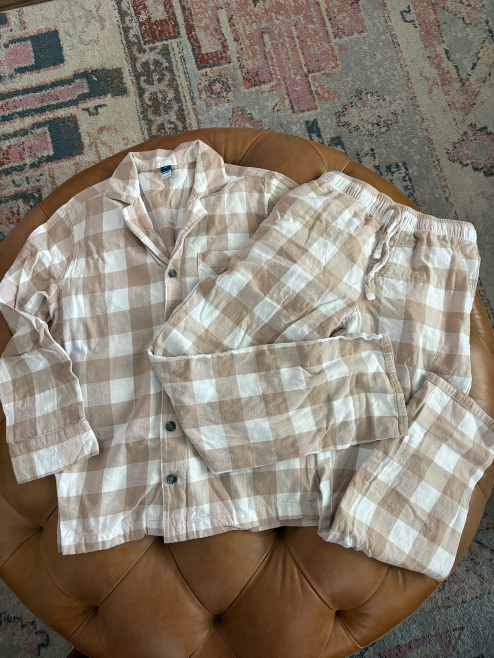 Womens gingham pajama set.